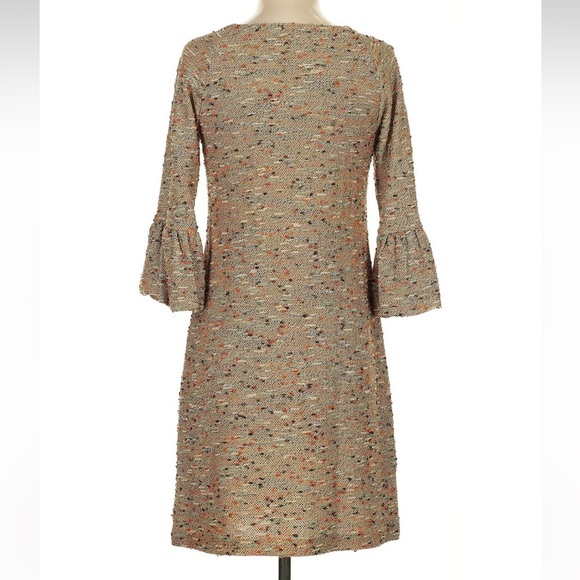 Diane Von Furstenberg Metallic Tan Multi Color Tweed Blend Knit Dress Size 2 XS - Picture 6 of 8